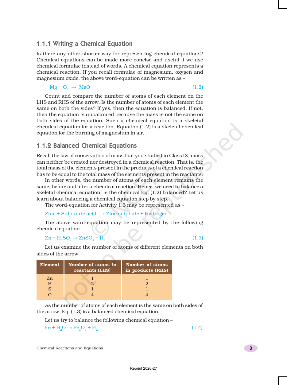 Page 3 of Chemical Reactions and Equations