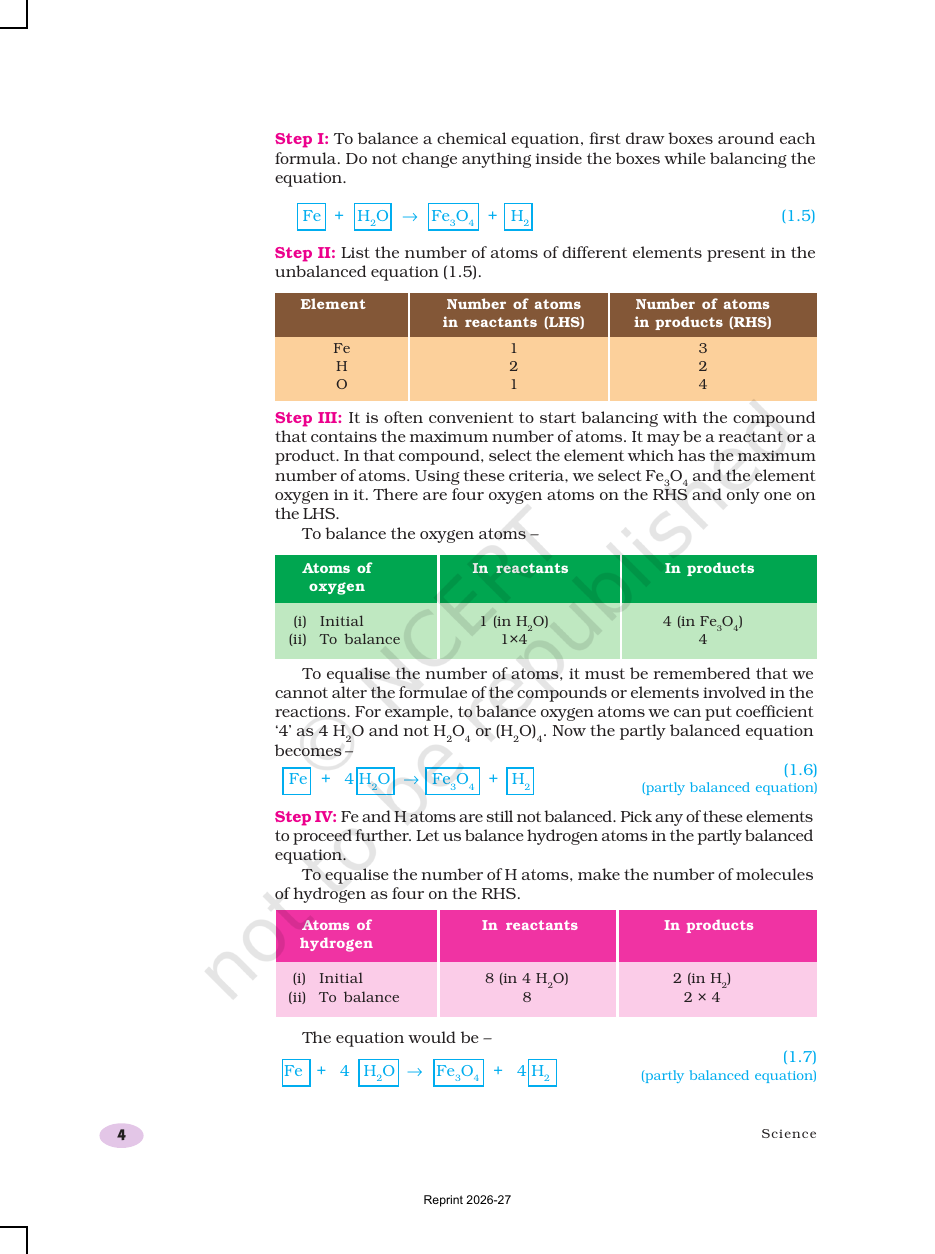 Page 4 of Chemical Reactions and Equations