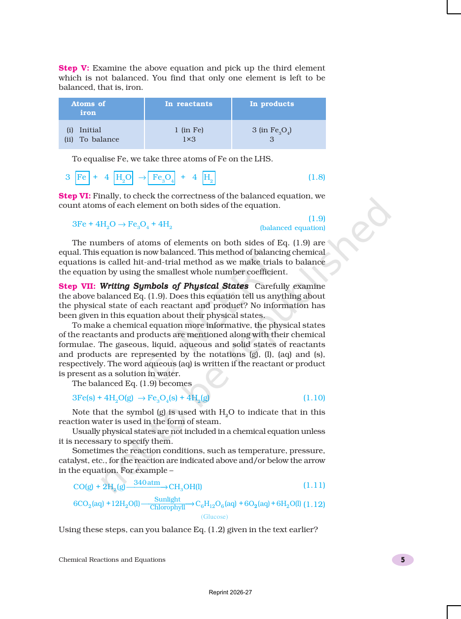 Page 5 of Chemical Reactions and Equations