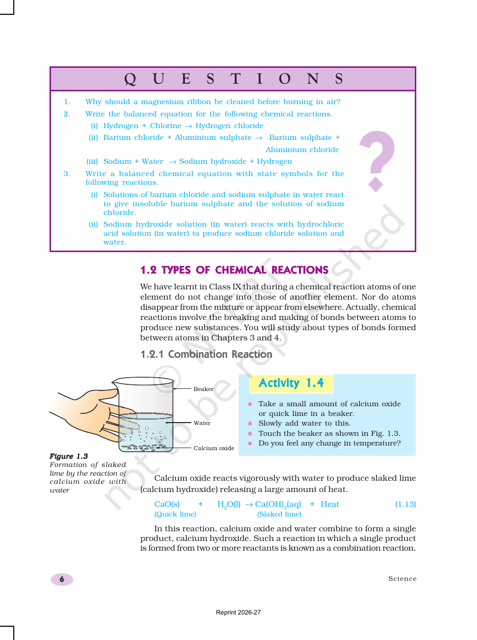 Page 6 of Chemical Reactions and Equations