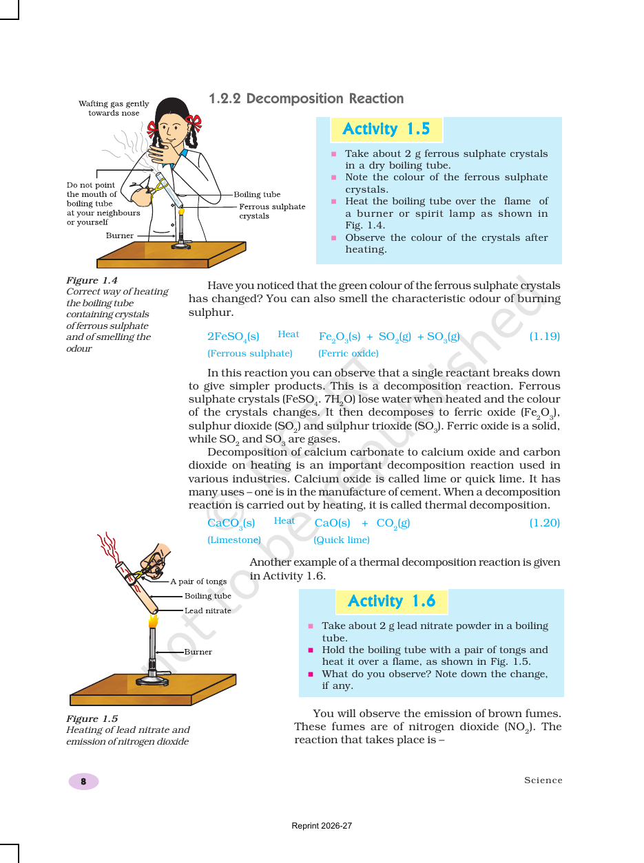Page 8 of Chemical Reactions and Equations