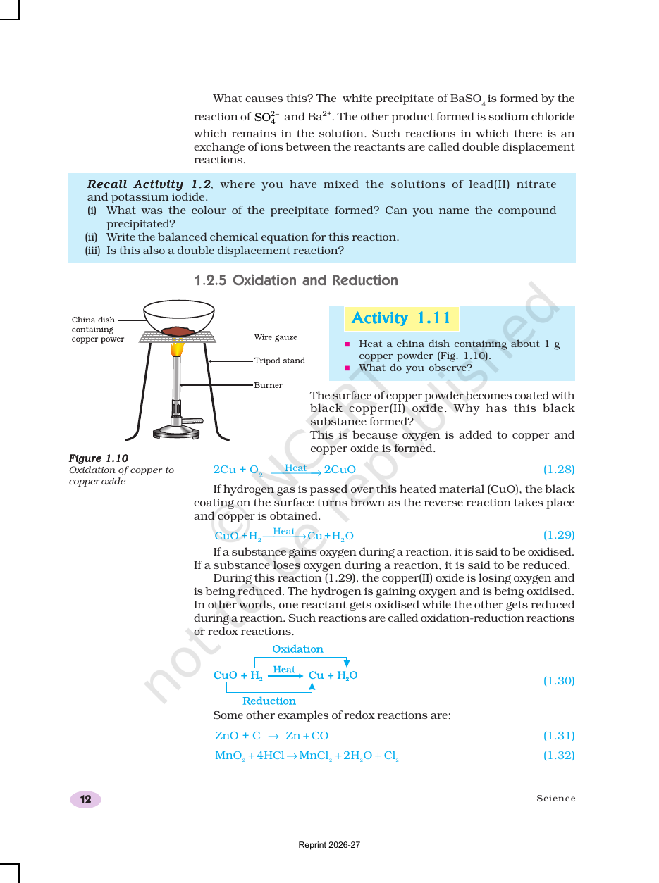 Page 12 of Chemical Reactions and Equations