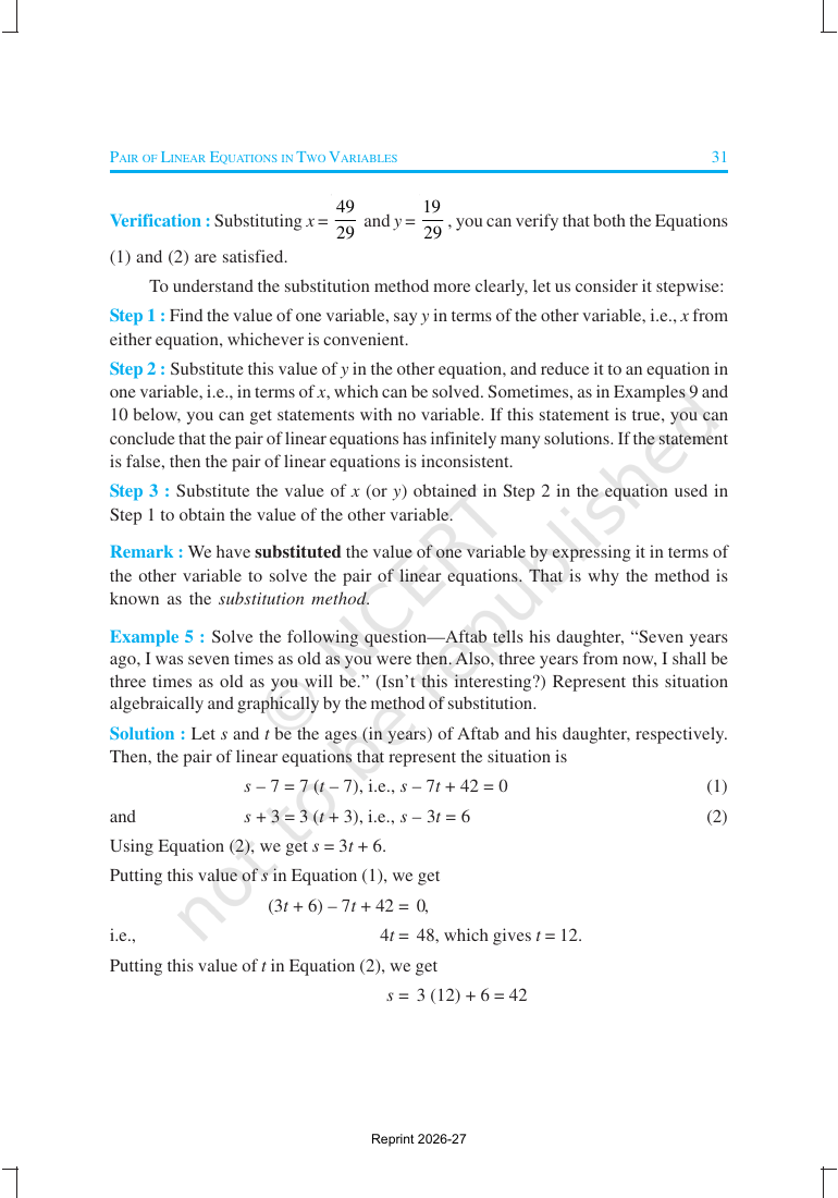 Page 8 of Pair of Linear Equations in Two Variables