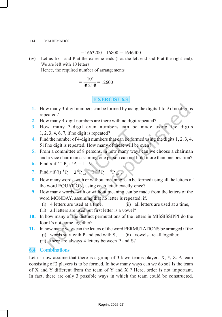 Page 15 of Permutations and Combinations