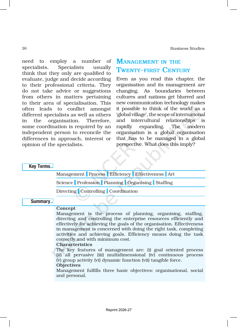 Page 26 of Nature and Significance of Management