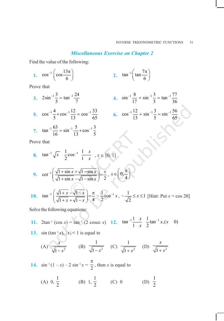 Page 14 of Inverse Trigonometric Functions