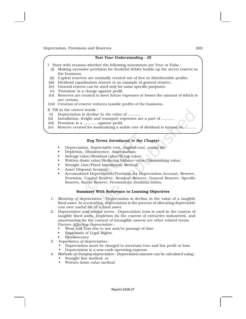 Page 44 of Depreciation, Provisions and Reserves