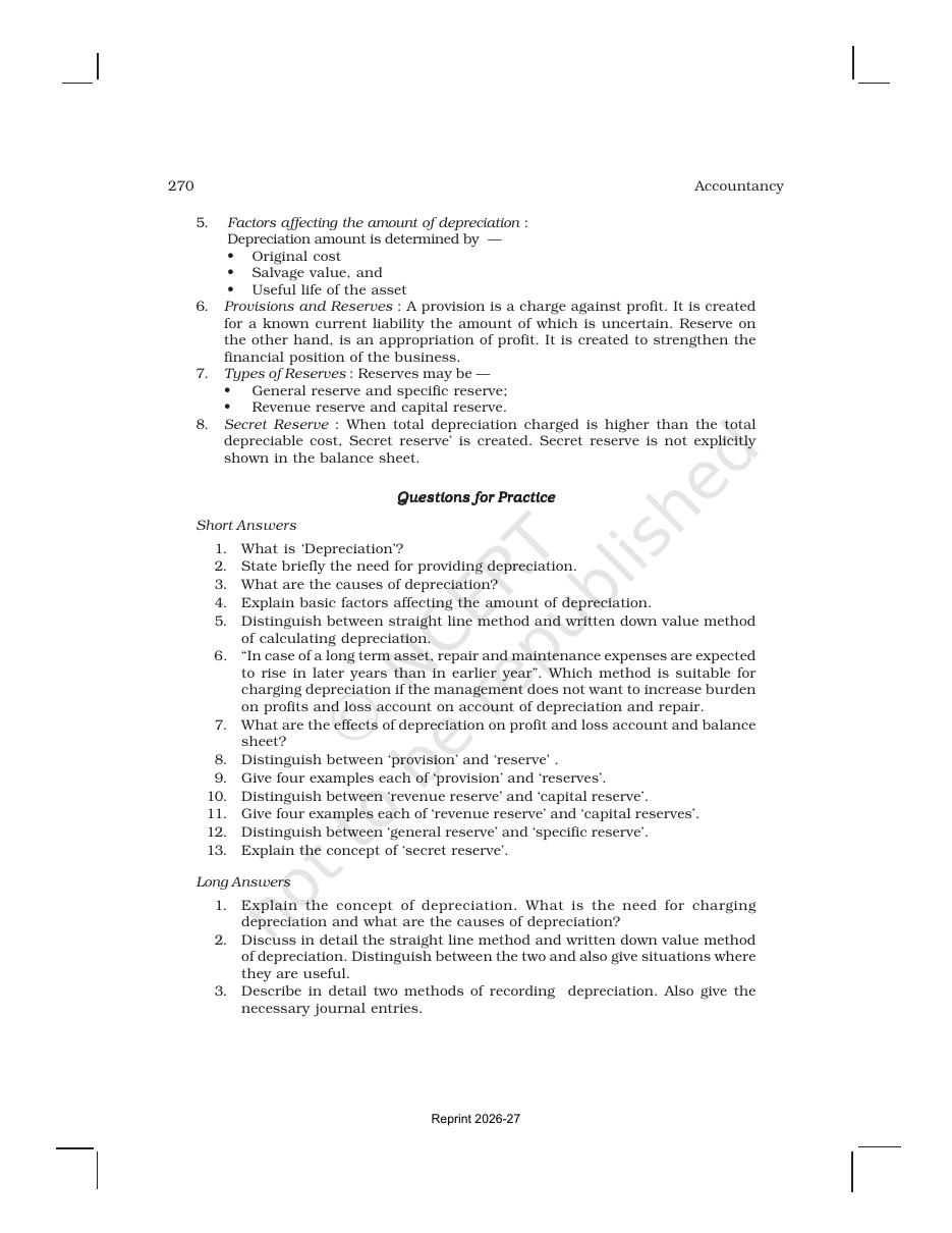 Page 45 of Depreciation, Provisions and Reserves