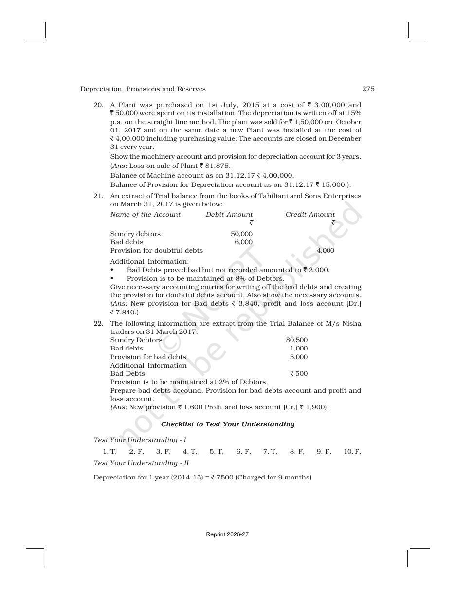 Page 50 of Depreciation, Provisions and Reserves