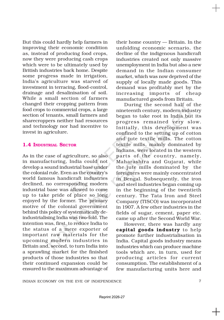 Page 7 of Indian Economy on the Eve of Independence