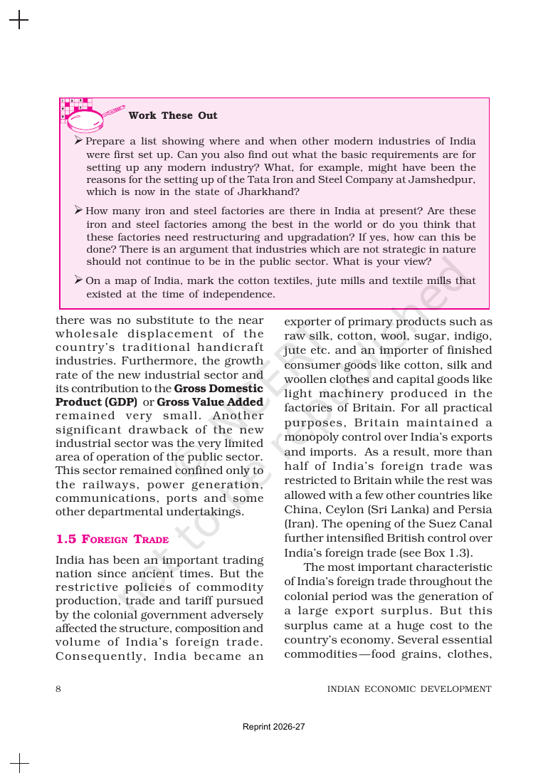 Page 8 of Indian Economy on the Eve of Independence
