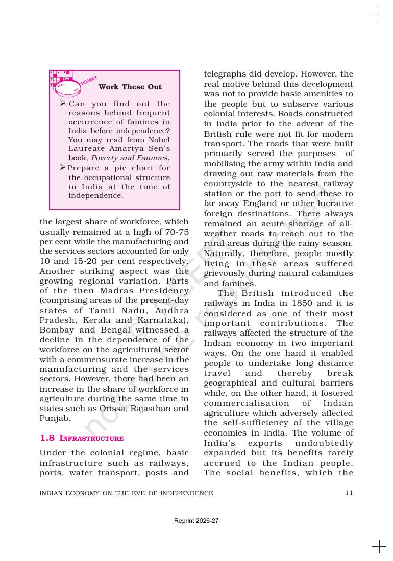 Page 11 of Indian Economy on the Eve of Independence