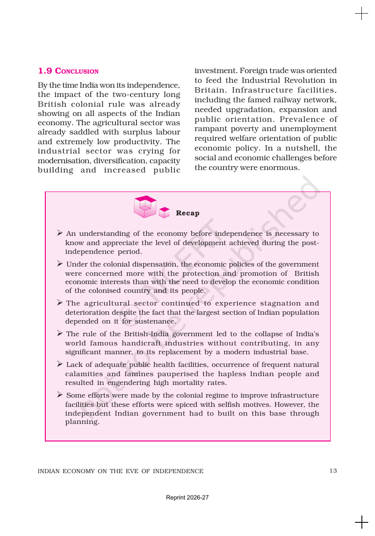 Page 13 of Indian Economy on the Eve of Independence