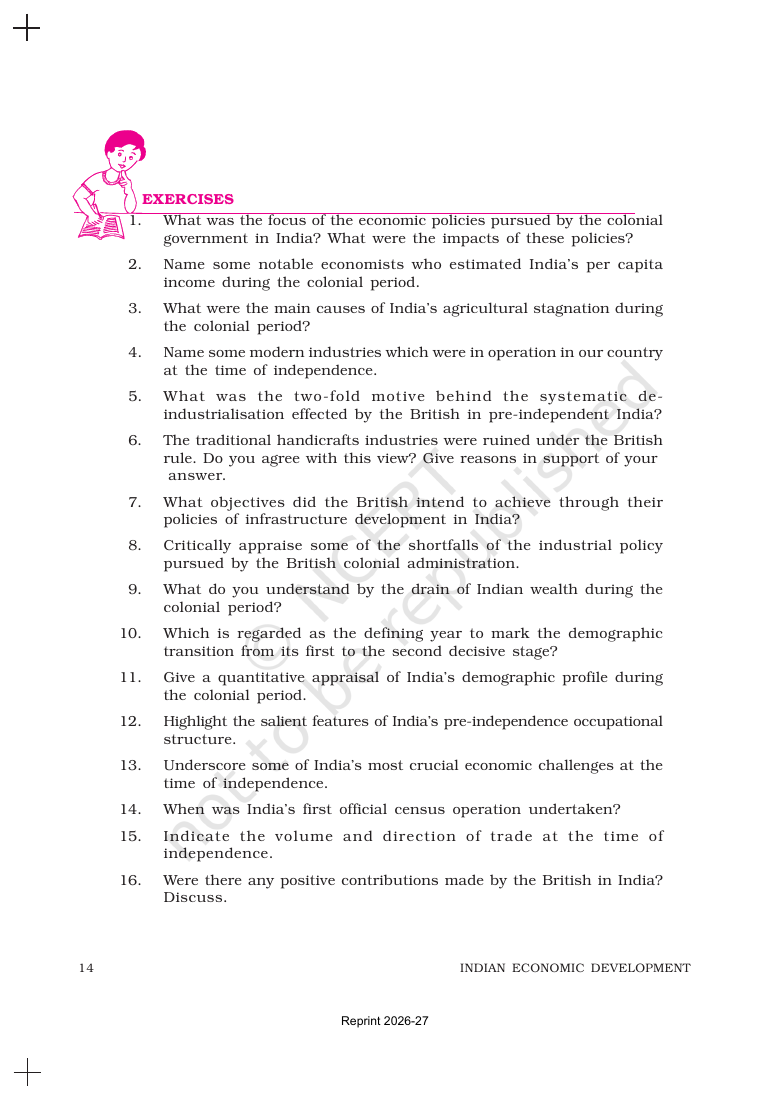 Page 14 of Indian Economy on the Eve of Independence