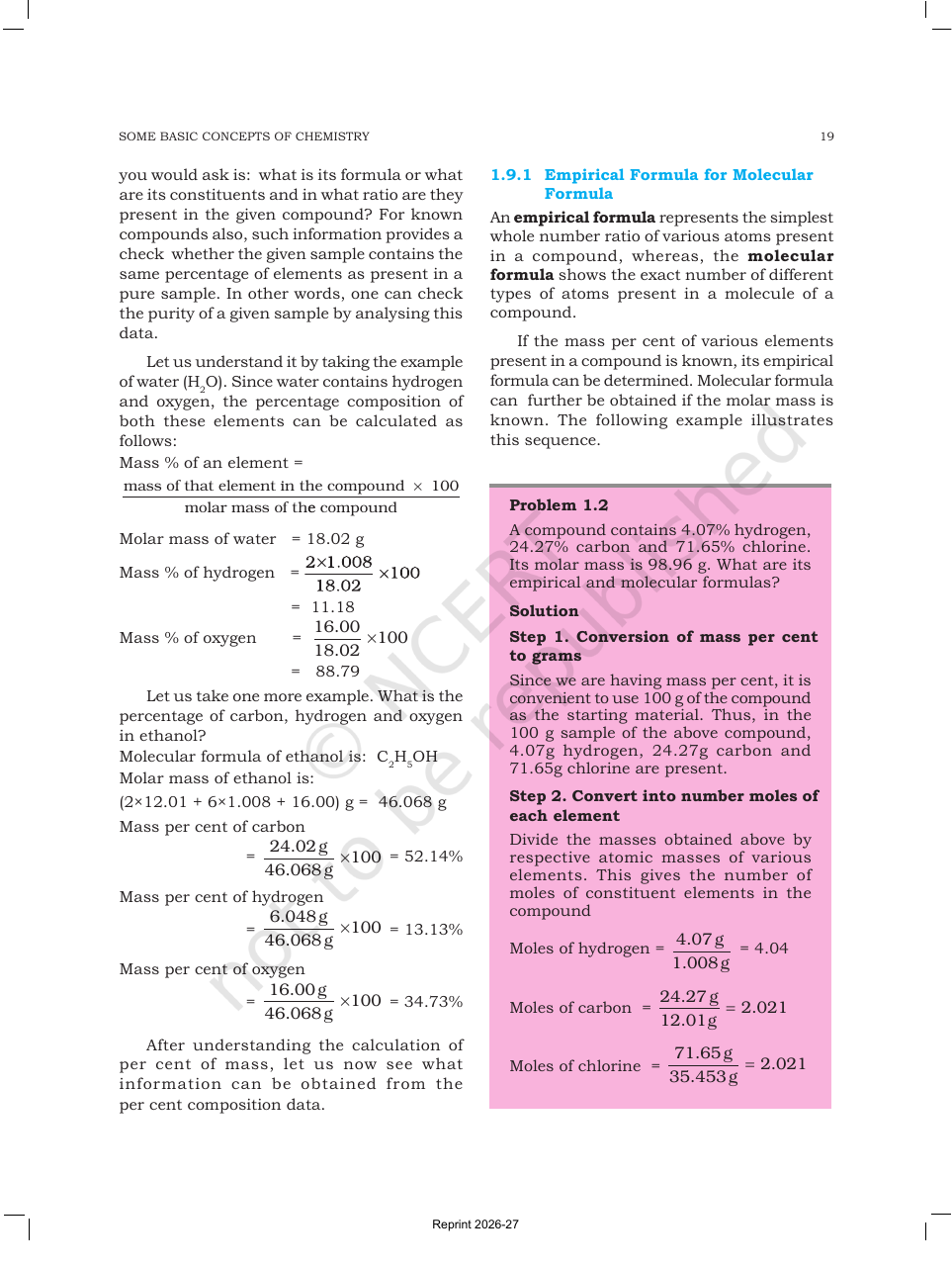 Page 19 of Some Basic Concepts of Chemistry