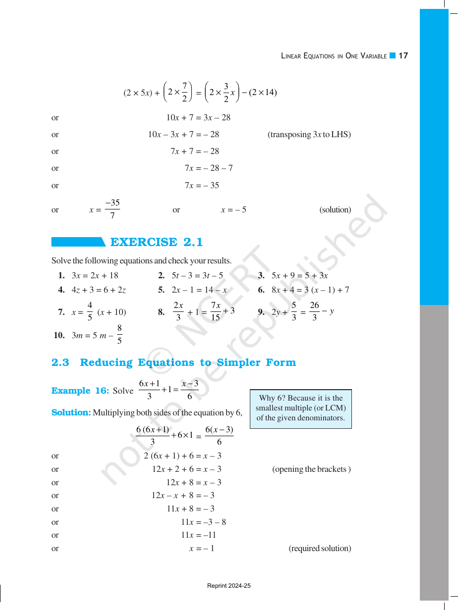Page 3 of Linear Equations in One Variable