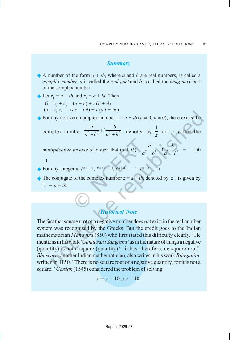 Page 12 of Complex Numbers and Quadratic Equations